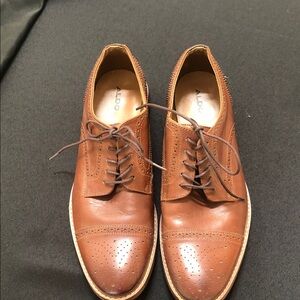 Aldo Men's Tan Leather Derby Shoes